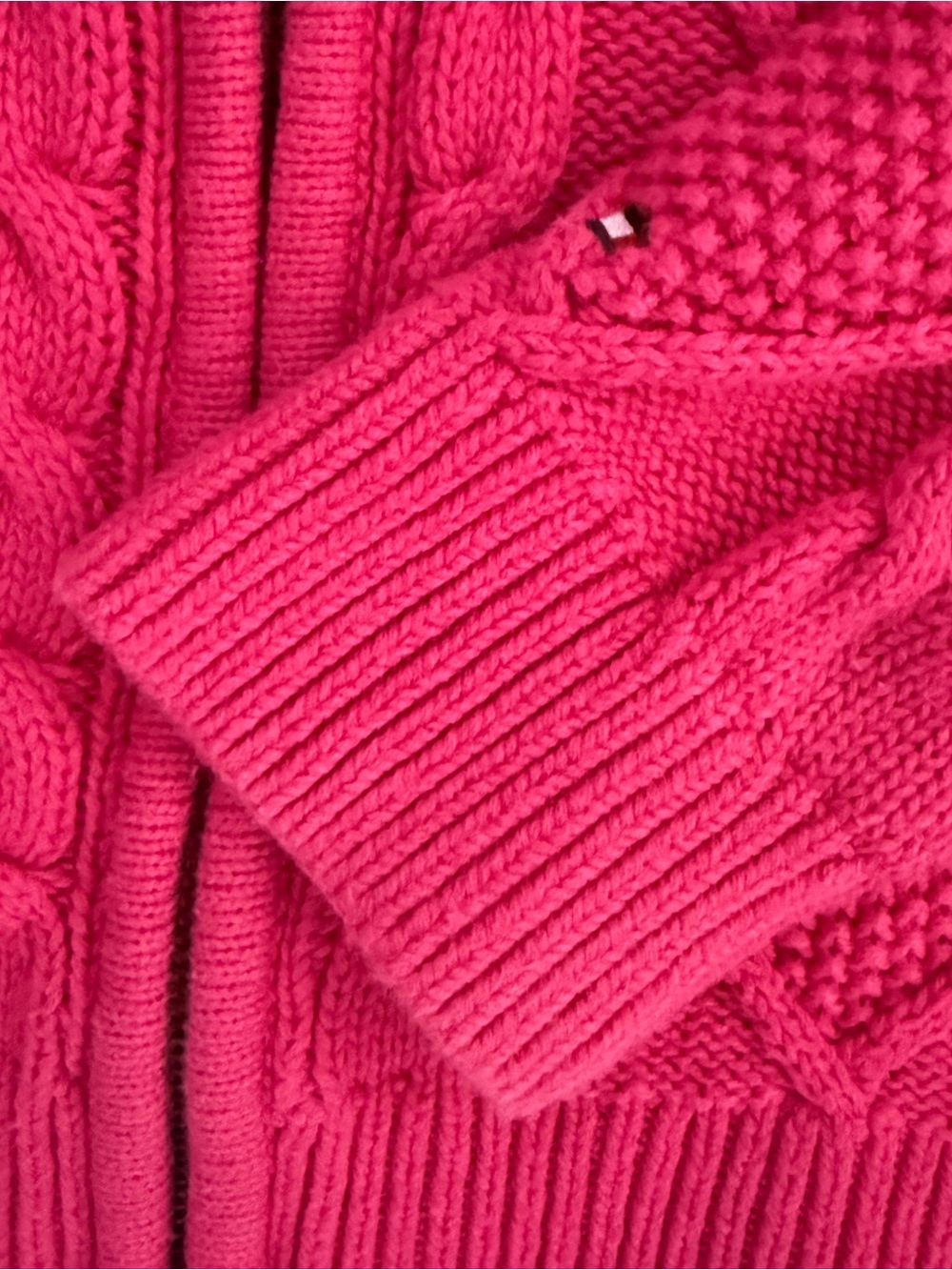 Tommy Hilfiger Pink Cable Knit Full Zip Sweater Cardigan L - Picture 3 of 5